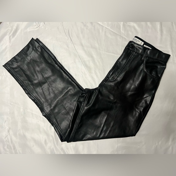 Abercrombie & Fitch Curve Love 90s Faux Leather High Rise Straight Pants 29 - Picture 14 of 14